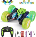 Amicool Car Remote Control Child with Upgraded Light Band and Wheel Lights, 4WD 360°Rotation 2.4GHz Car Radio Control Crawlers for Children 6-12 Years (Green)