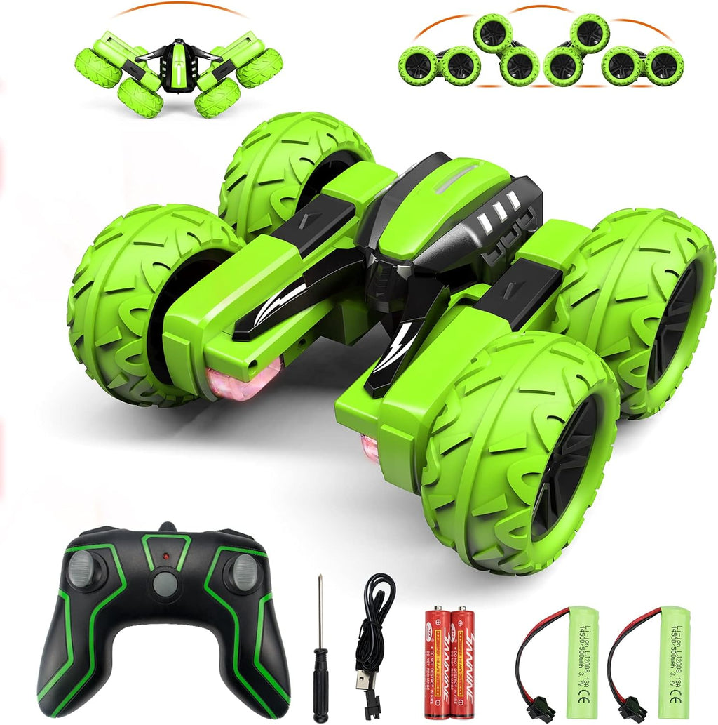 Amicool Remote Control RC Car All Terrain, 4WD 360°Rotation Stunt Car Offroad RC Vehicle with LED, 2.4GHz Car Radio Control Crawlers for Kids 6-12 Years