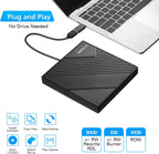 Amicool External DVD Drive External USB 3.0 USB C CD Drive for Laptop Desktop PC MacBook External DVD Burner Windows 7/8.1/10/11 Linux Mac OS CD/DVD Reader Portable +/-RW ROM Optical Drive