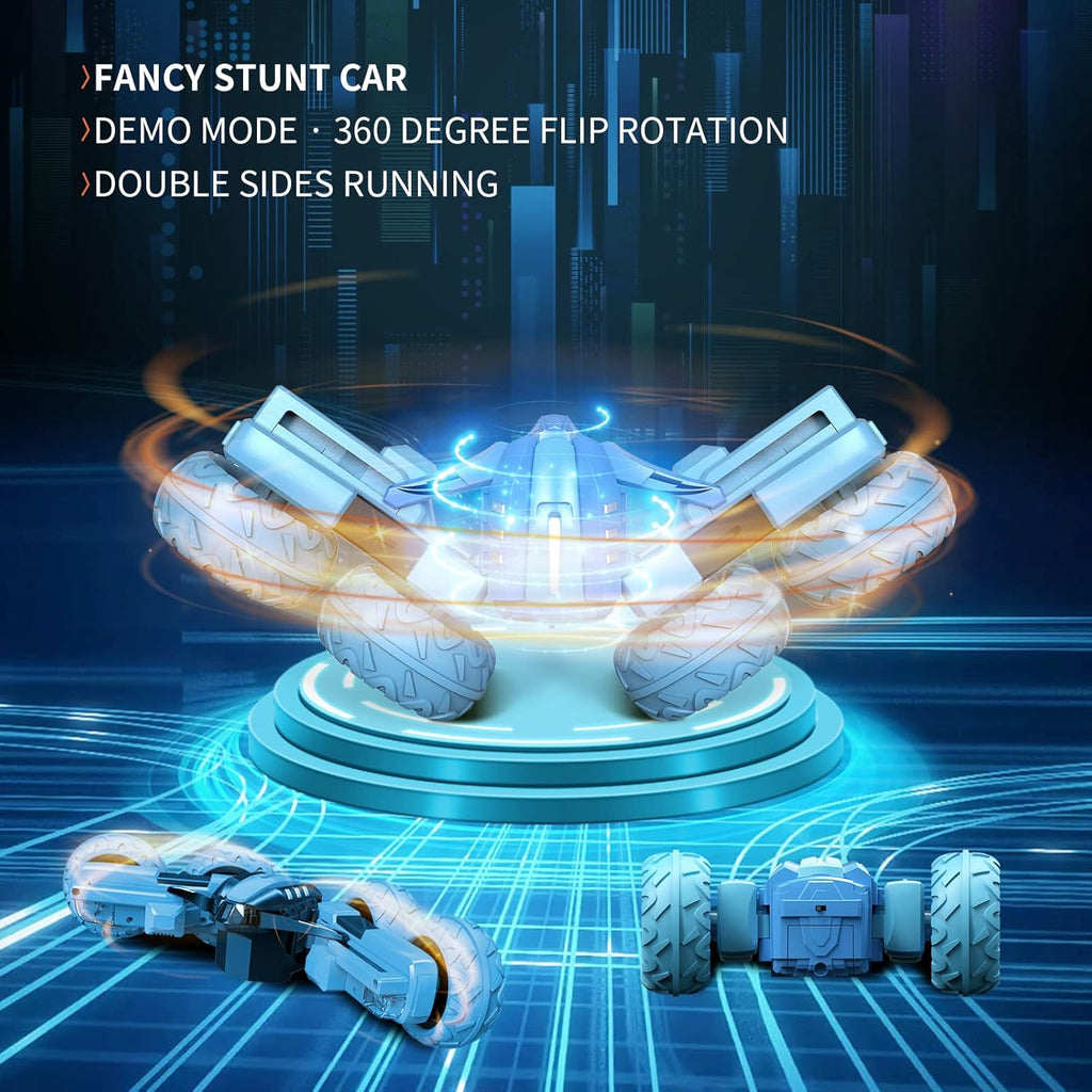 Amicool Remote Control RC Car All Terrain, 4WD 360°Rotation Stunt Car Offroad RC Vehicle with LED, 2.4GHz Car Radio Control Crawlers for Kids 6-12 Years