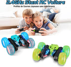 Amicool Car Remote Control Child with Upgraded Light Band and Wheel Lights, 4WD 360°Rotation 2.4GHz Car Radio Control Crawlers for Children 6-12 Years (Green)