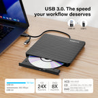 Amicool External USB-C USB 3.0 CD/DVD Drive Burner Player Laptop Ultra-Slim +/-RW Portable Writer CD/DVD Reader for Laptop Desktop PC Computer, Mac iMac MacBook, Windows 11/10/8 Linux Optical Drive