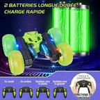 Amicool Car Remote Control Child with Upgraded Light Band and Wheel Lights, 4WD 360°Rotation 2.4GHz Car Radio Control Crawlers for Children 6-12 Years (Green)